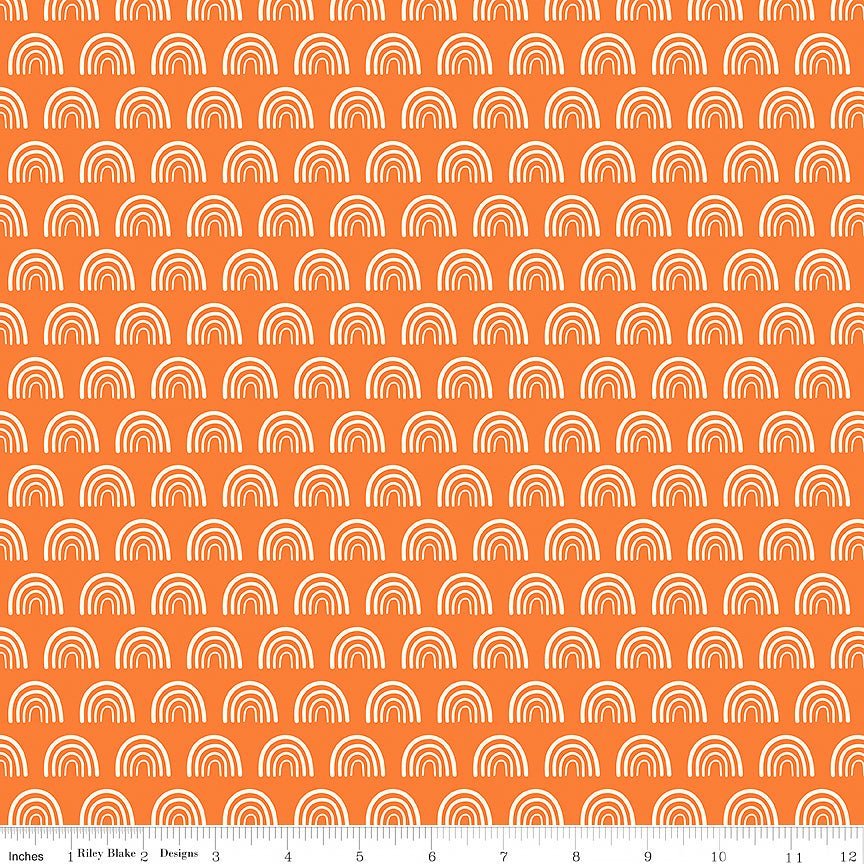 Riley Blake Two by Two Chasing Rainbows Orange 1 Yard Cut by Riley Blake