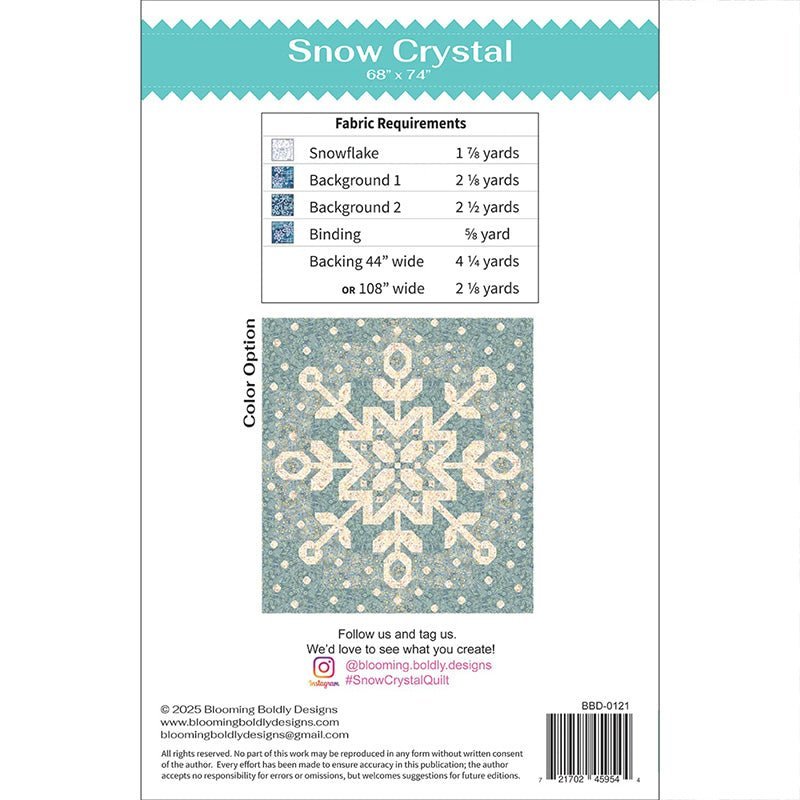 Snow Crystal Quilt Pattern by Blooming Boldly Designs by Riley Blake