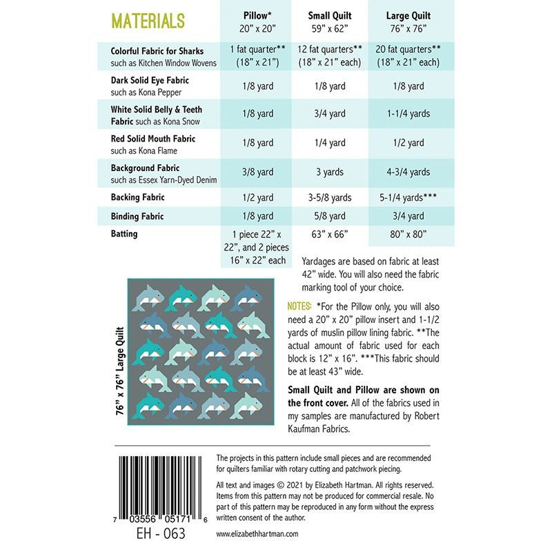 Social Sharks Quilt Pattern by Elizabeth Hartman by Elizabeth Hartman