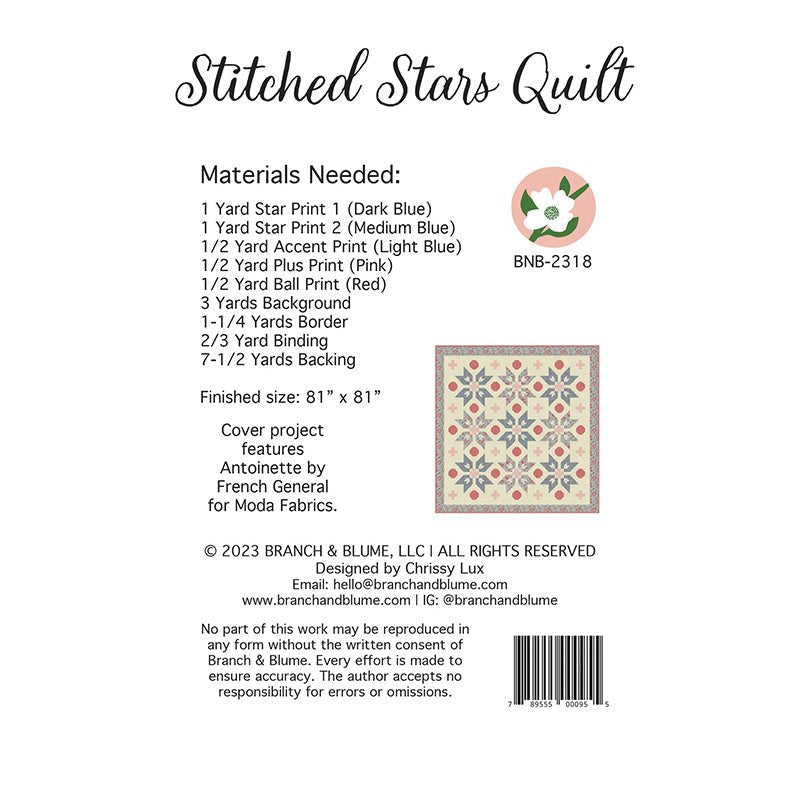Stitched Stars Quilt Pattern by Branch & Blume
