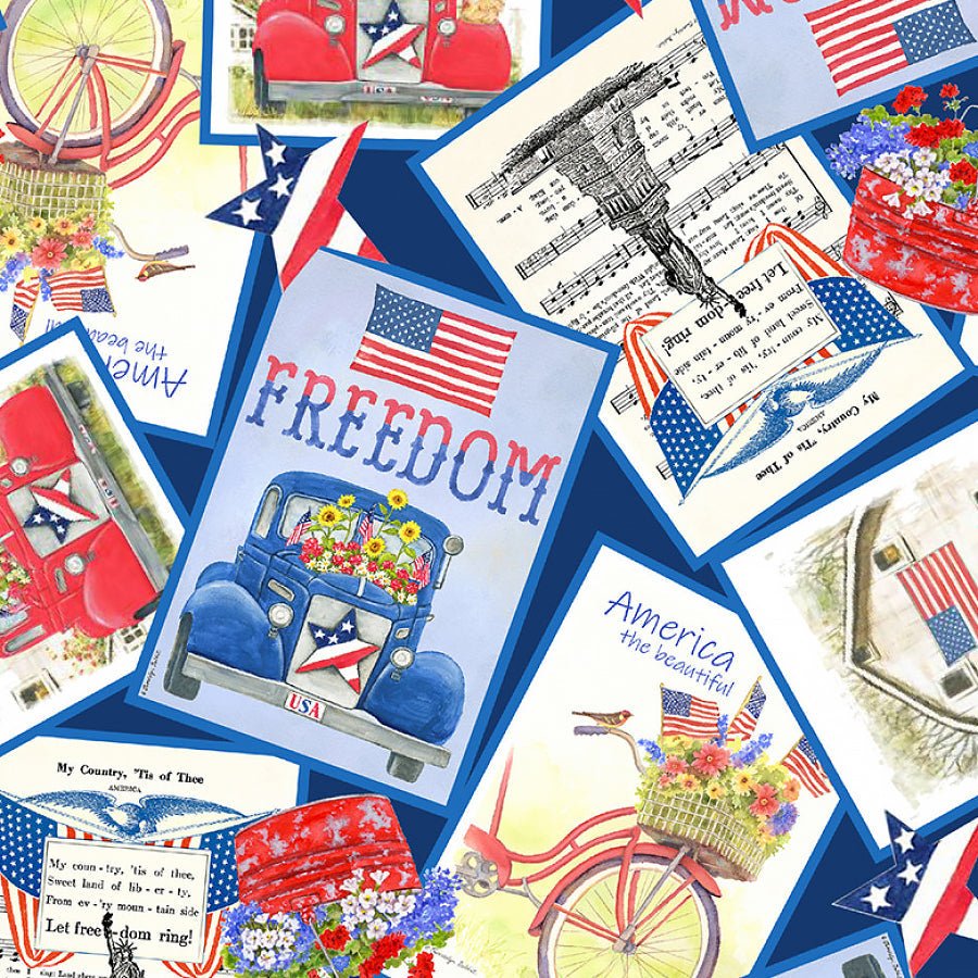 Studio E Liberty Barn Card Toss Multi 1 Yard Cut by Studio E