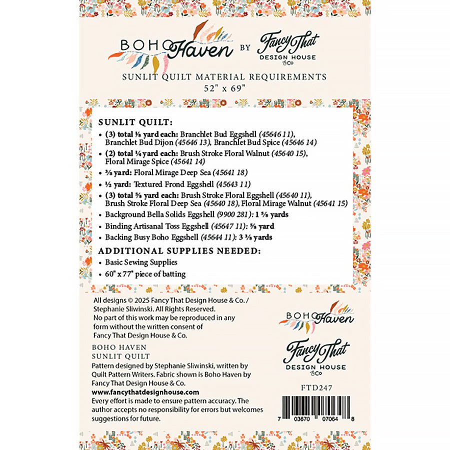Sunlit Quilt Pattern by Fancy That Design House - Fancy That Design House from Fort Worth Fabric Studio
