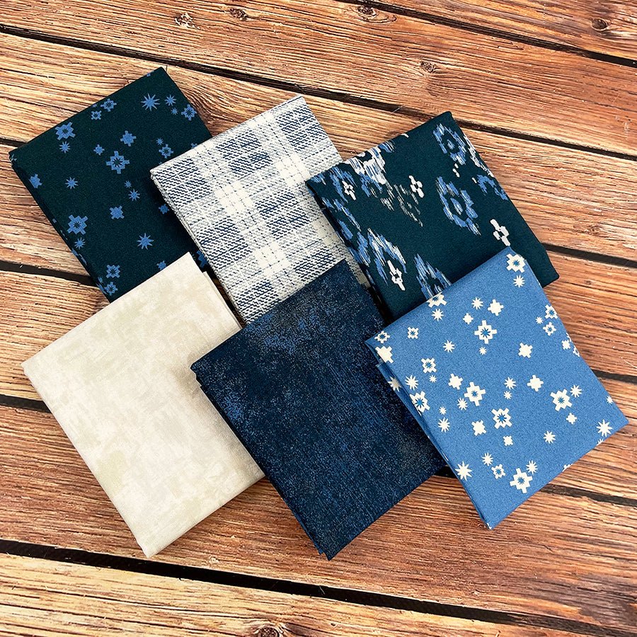 West Texas Indigo – FWFS Exclusive 6 Piece Fat Quarter Bundle by Fort Worth Fabric Studio