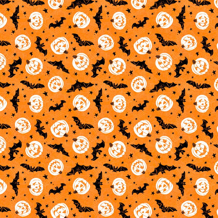Wilmington Midnight Hauntings Bats & Pumpkins Orange 1 Yard Cut by Wilmington Prints