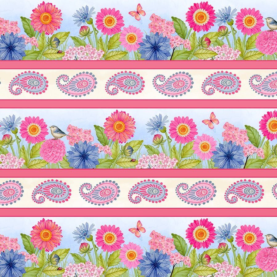 Wilmington Paisley Punch Repeating Stripe Multi 1 Yard Cut - Wilmington Prints from Fort Worth Fabric Studio