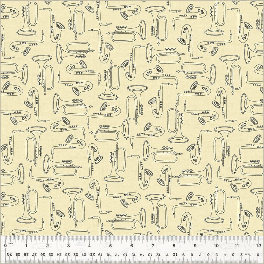Windham Feeling Jazzy Duet Ivory Black 1 Yard Cut by Windham