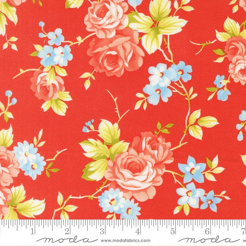108" Quilt Backing Rosie Rose Florals Strawberry from Moda 3 YARD CUT by Moda