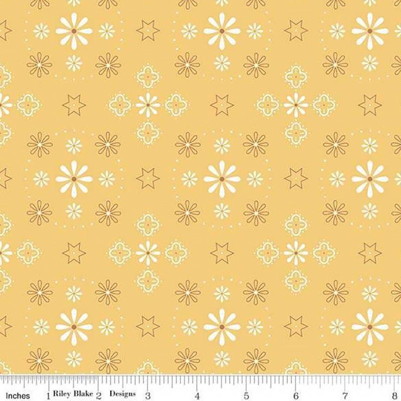 108" Quilt Backs Bee Backings & Borders Bandana Honey from Riley Blake 3 YARD CUT by Riley Blake