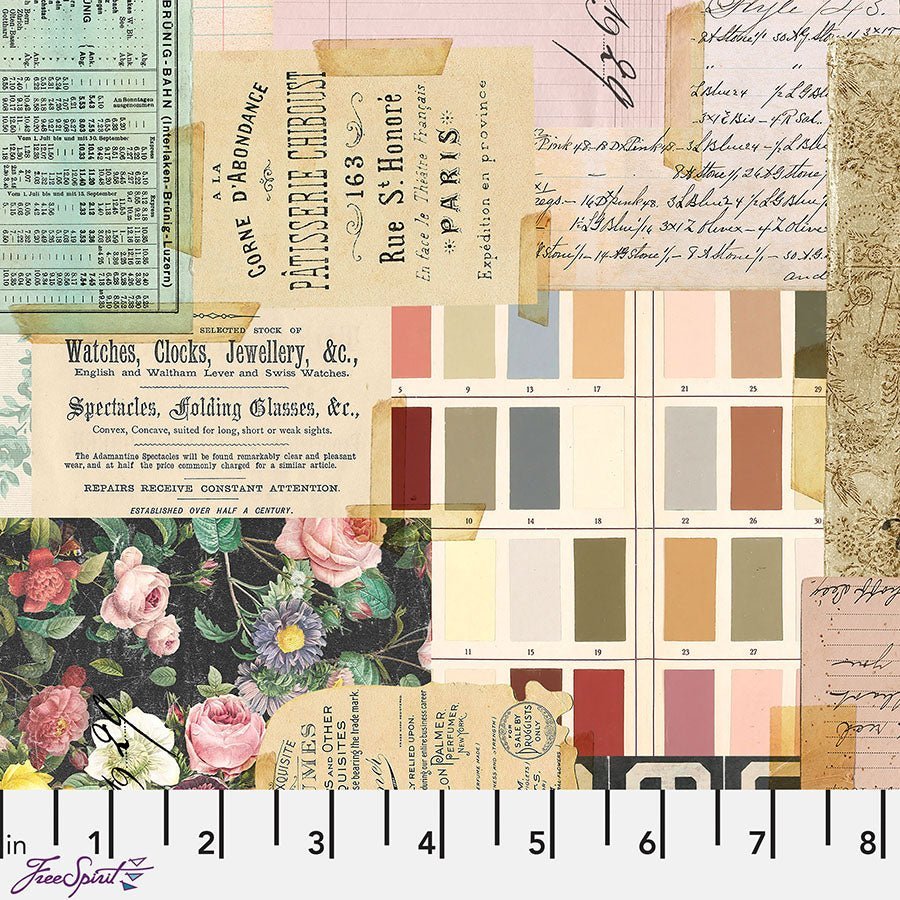 108" Quilt Backs Ephemera Palette from Free Spirit 3 YARD CUT by Free Spirit