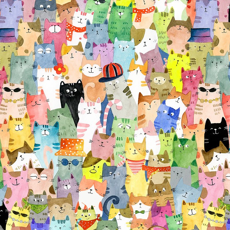 108" Quilt Backs Full of Purrsonality Multi from Windham 3 YARD CUT by Windham