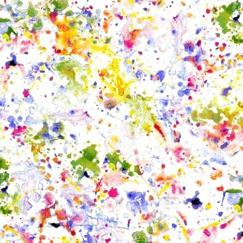 108" Quilt Backs Paint Splatter White/Multi from Windham 3 YARD CUT by Windham