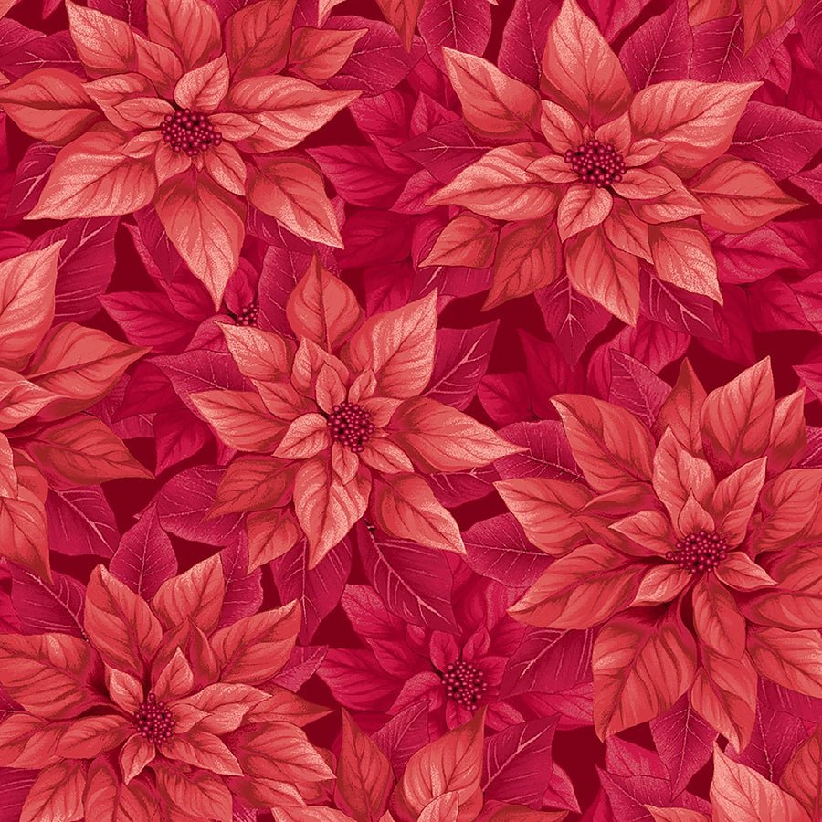 108" Quilt Backs Poinsettia Splendor Red from Henry Glass 3 YARD CUT by Henry Glass