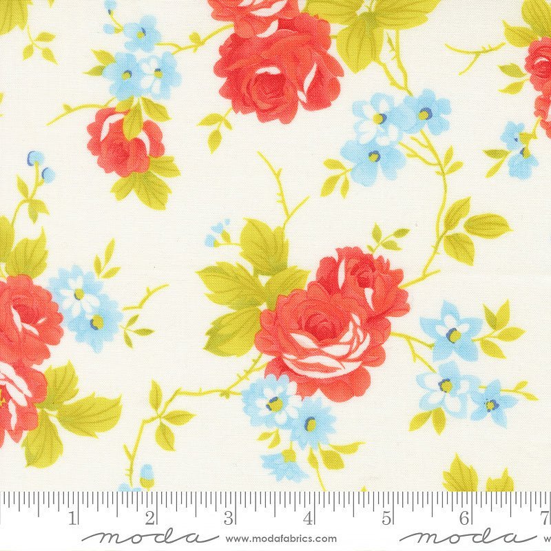 108" Quilt Backs Rosie Rose Florals Whipped Cream 3 YARD CUT by Moda