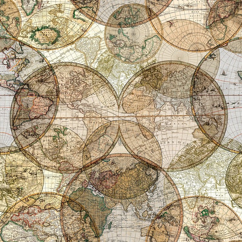 108" Quilt Backs Seven Seas World Globes Multi from Windham 3 YARD CUT by Windham