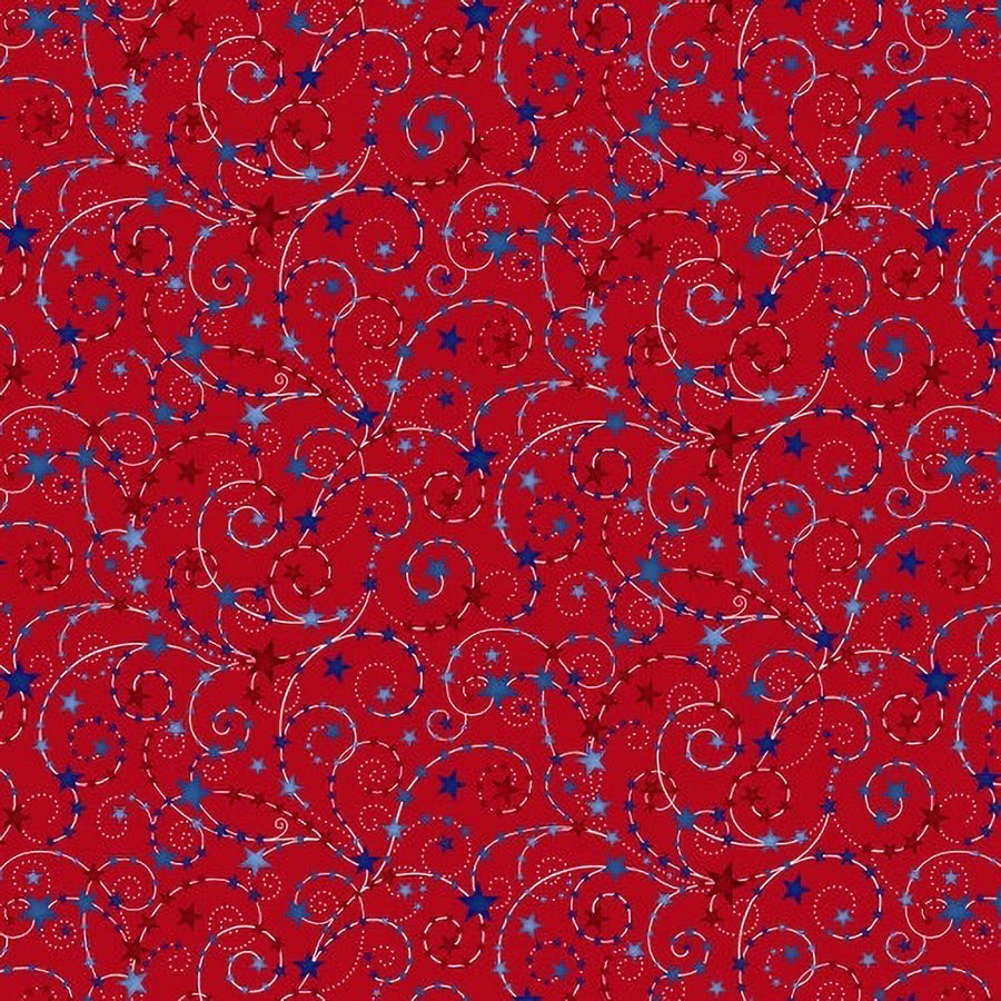 108" Quilt Backs Star Spangled Stars Red from Henry Glass 3 YARD CUT by Henry Glass