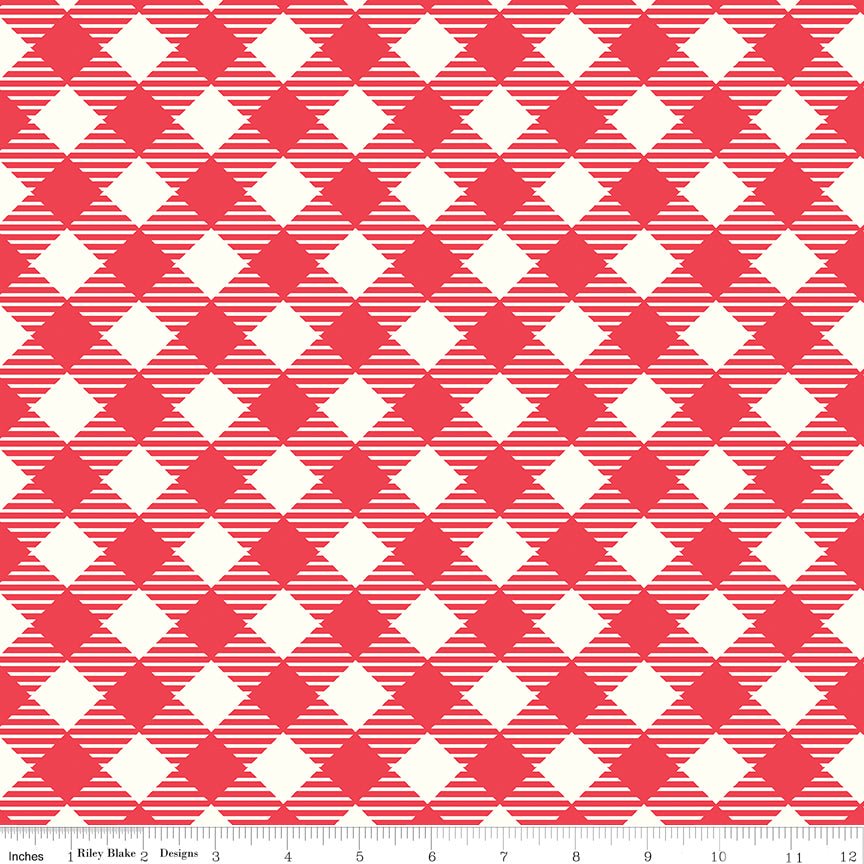 108" Wide Quilt Backing Bee Ginghams Cayenne from Riley Blake 3 YARD CUT by Riley Blake
