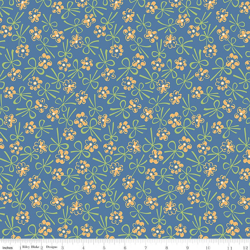 108" Wide Quilt Backing Farmer's Daughter Bonnet Denim from Riley Blake 3 YARD CUT by Riley Blake
