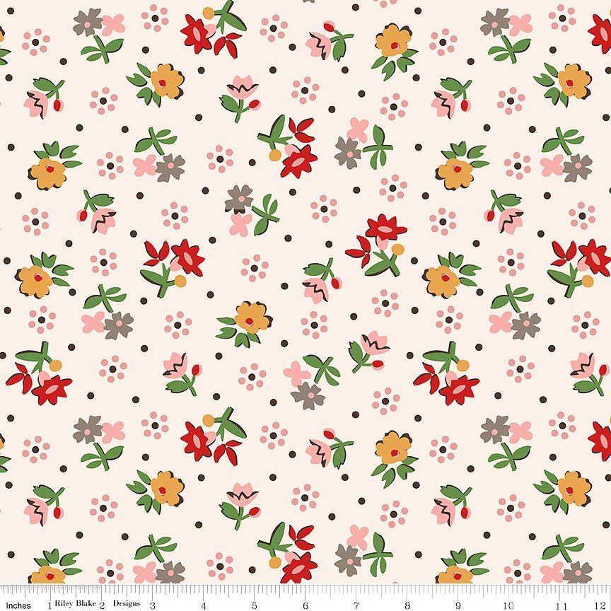108" Wide Quilt Backing Gentler Times Reunion Coral from Riley Blake 3 YARD CUT by Riley Blake