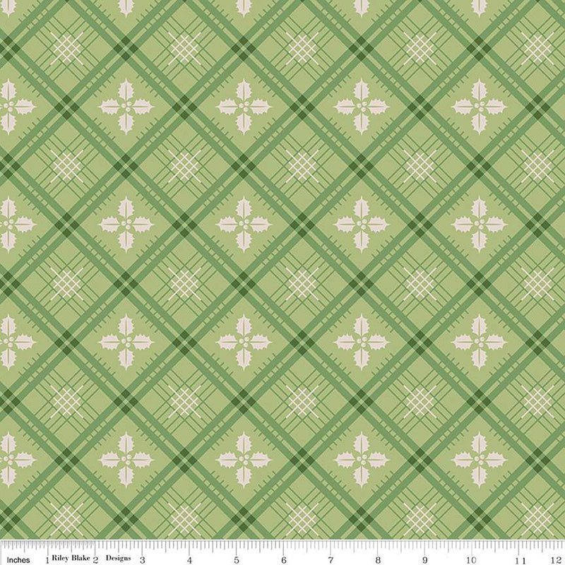 108" Wide Quilt Backing Home Town Holiday Holly Lettuce from Riley Blake 3 YARD CUT by Riley Blake