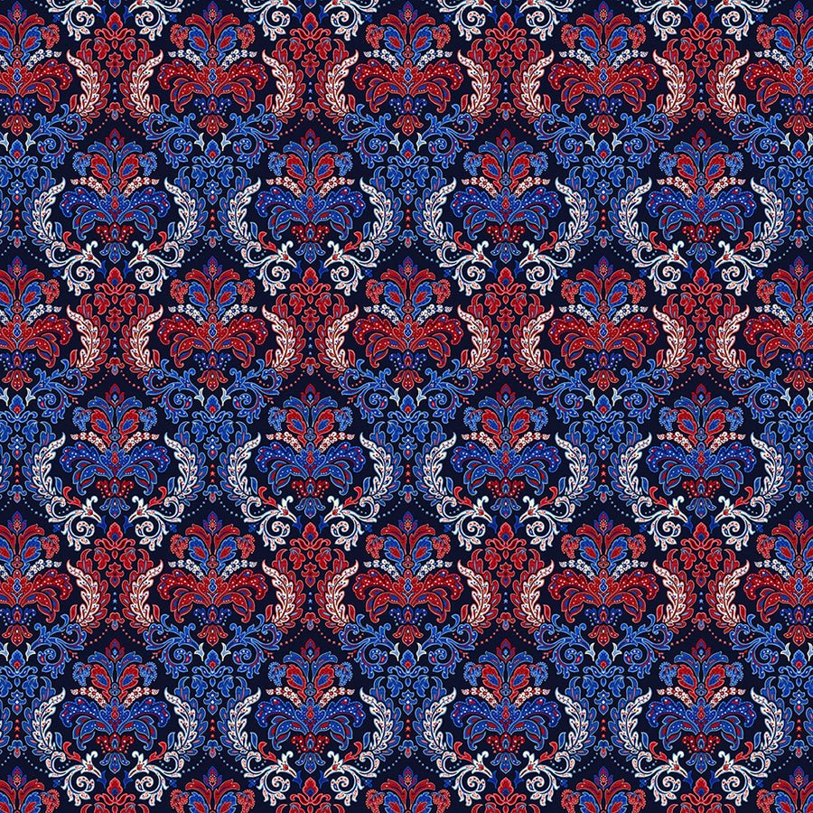 108" Wide Quilt Backing Liberty Hill Damask Navy from Henry Glass 3 YARD CUT by Henry Glass