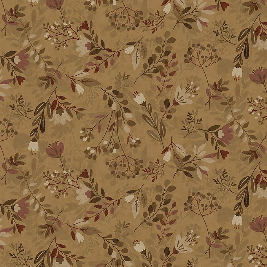108" Wide Quilt Backing Meadow Caramel from Henry Glass 3 YARD CUT by Henry Glass