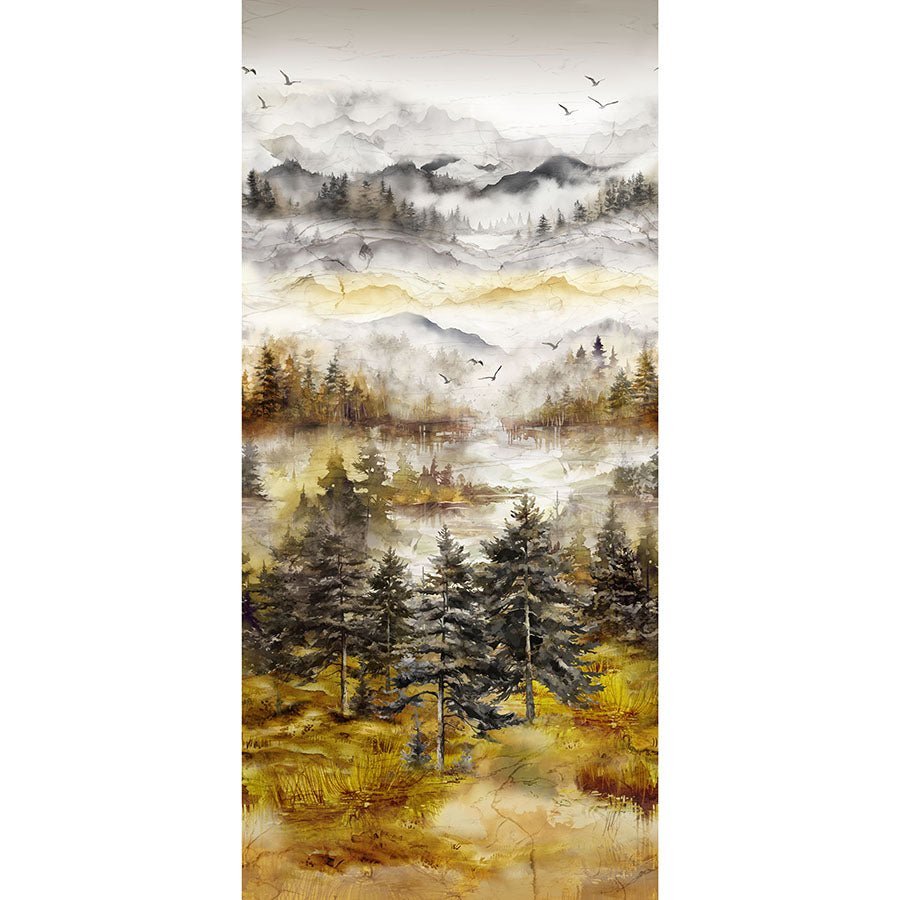 108" Wide Quilt Backing Misty Morning Scenic Ochre Multi from Northcott 3 YARD CUT by Northcott