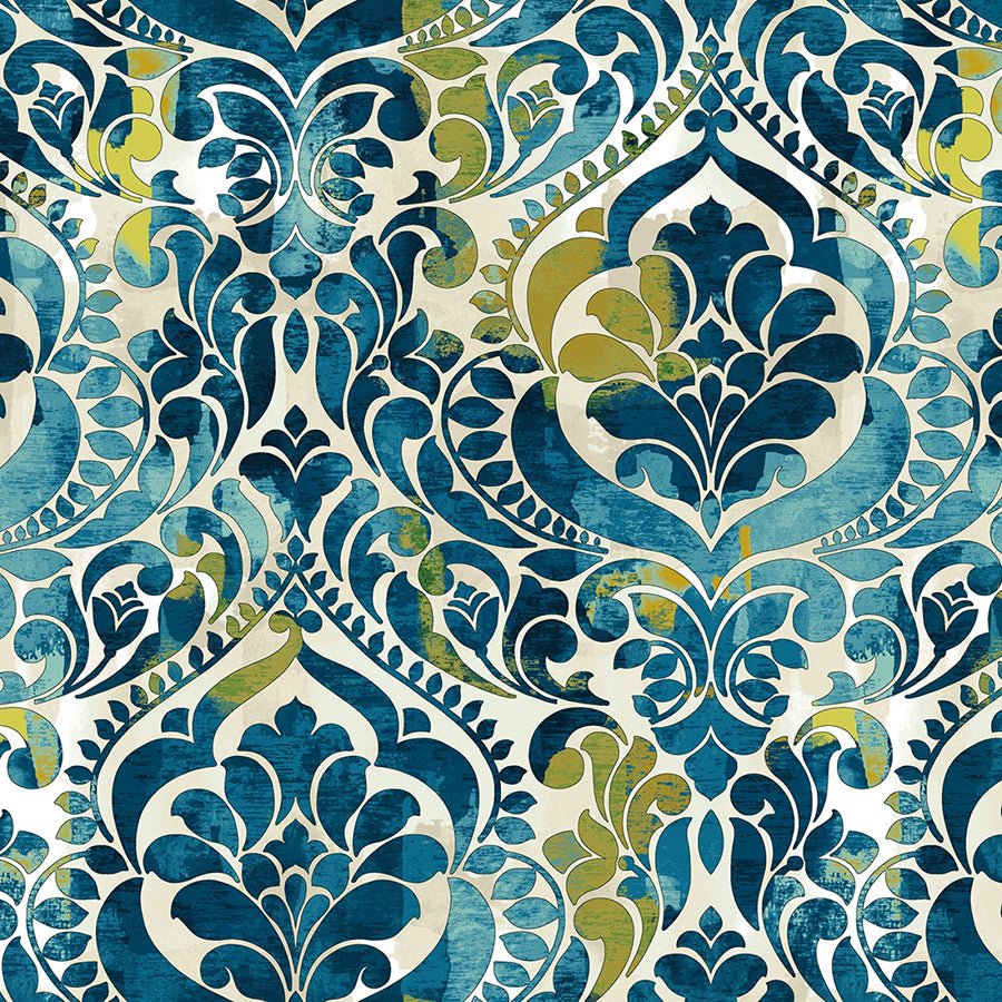 118" Quilt Backs You Damask! Teal from StudioE 3 YARD CUT by Studio E