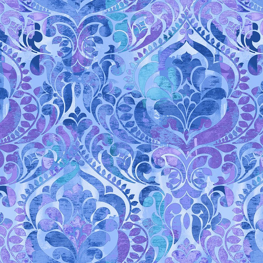 118" Wide Quilt Backing You Damask! Blue Violet from StudioE 3 YARD CUT by Studio E