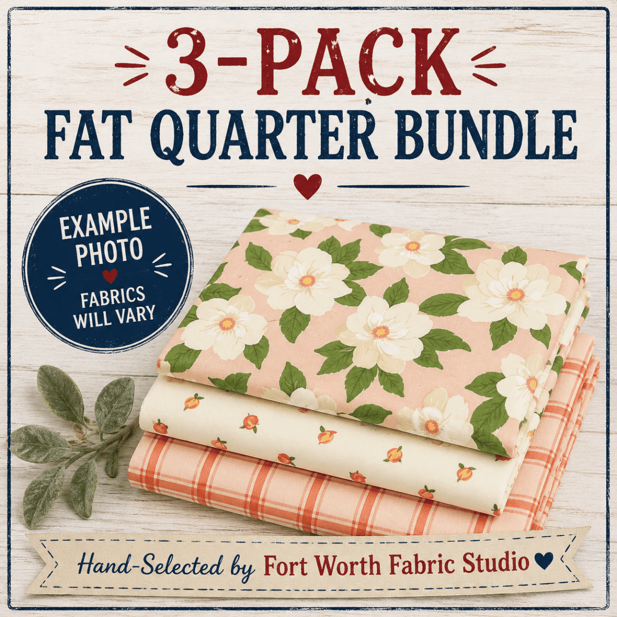 3 Pack Fat Quarter Bundle from FWFS by Fort Worth Fabric Studio