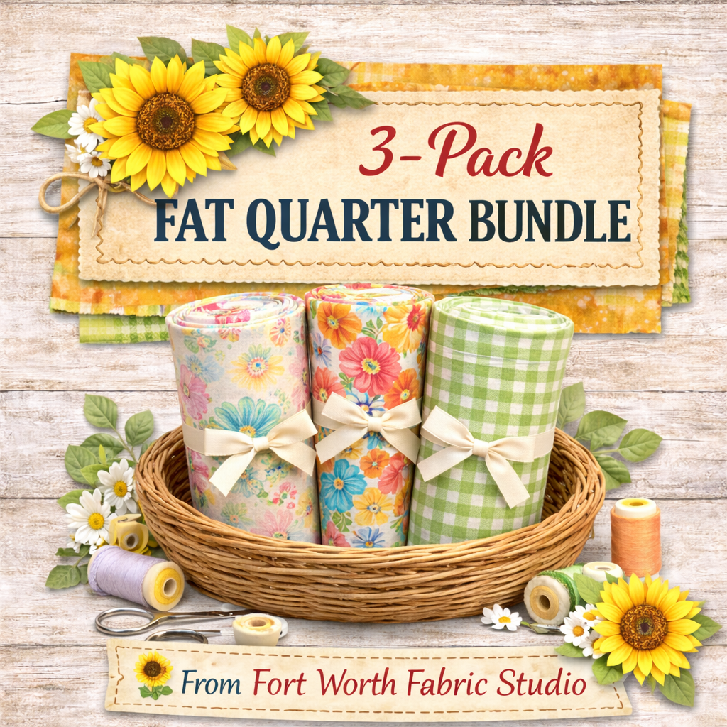 3 Pack Fat Quarter Bundle from FWFS by Fort Worth Fabric Studio