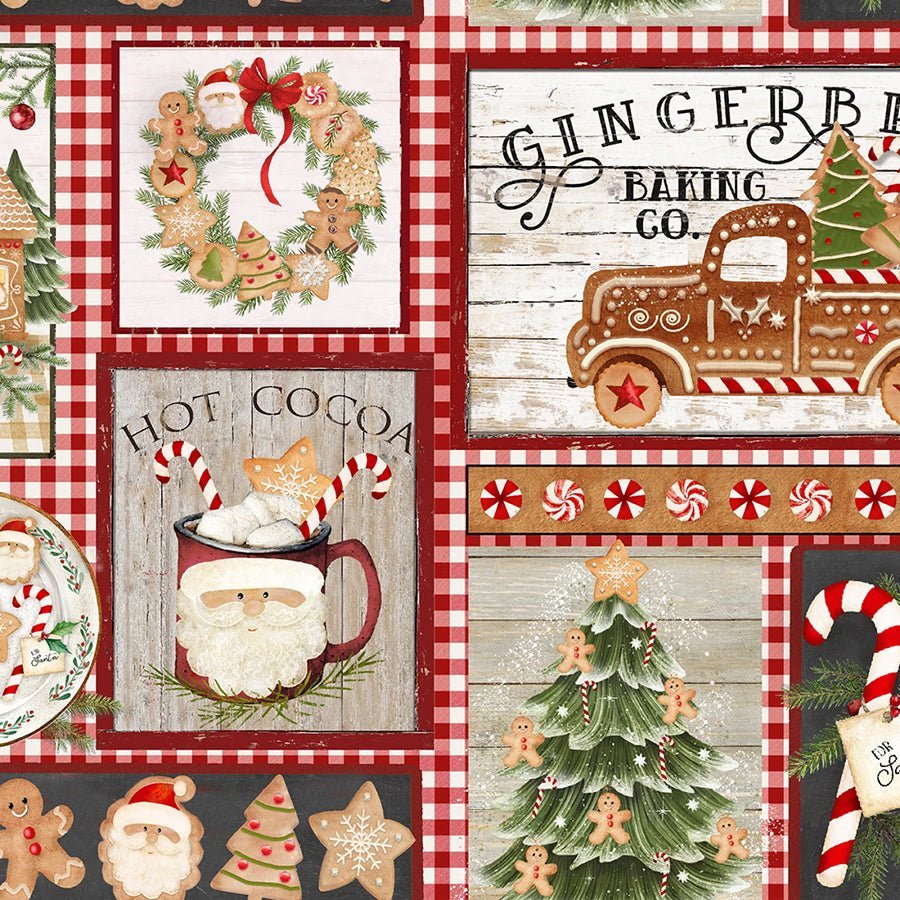 3 Wishes Very Merry Gingerbread Patch Multi 1 Yard Cut by 3 Wishes Fabric