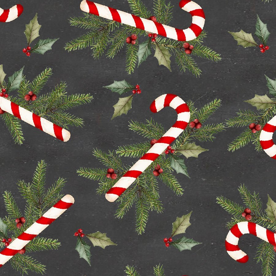 3 Wishes Very Merry Gingerbread Sugar & Spruce Charcoal 1 Yard Cut by 3 Wishes Fabric