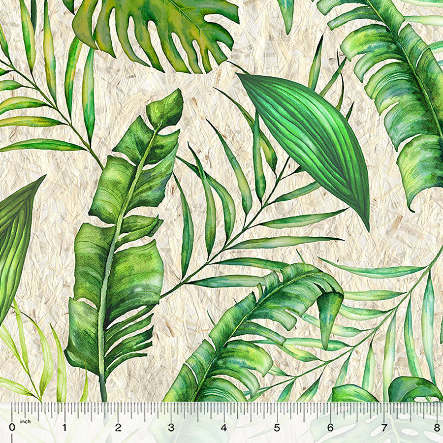 108" Quilt Backs Tropical Leaves Grasscloth from Windham 3 YARD CUT