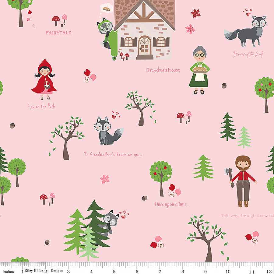 Riley Blake To Grandmother's House Main Pink 1 Yard Cut