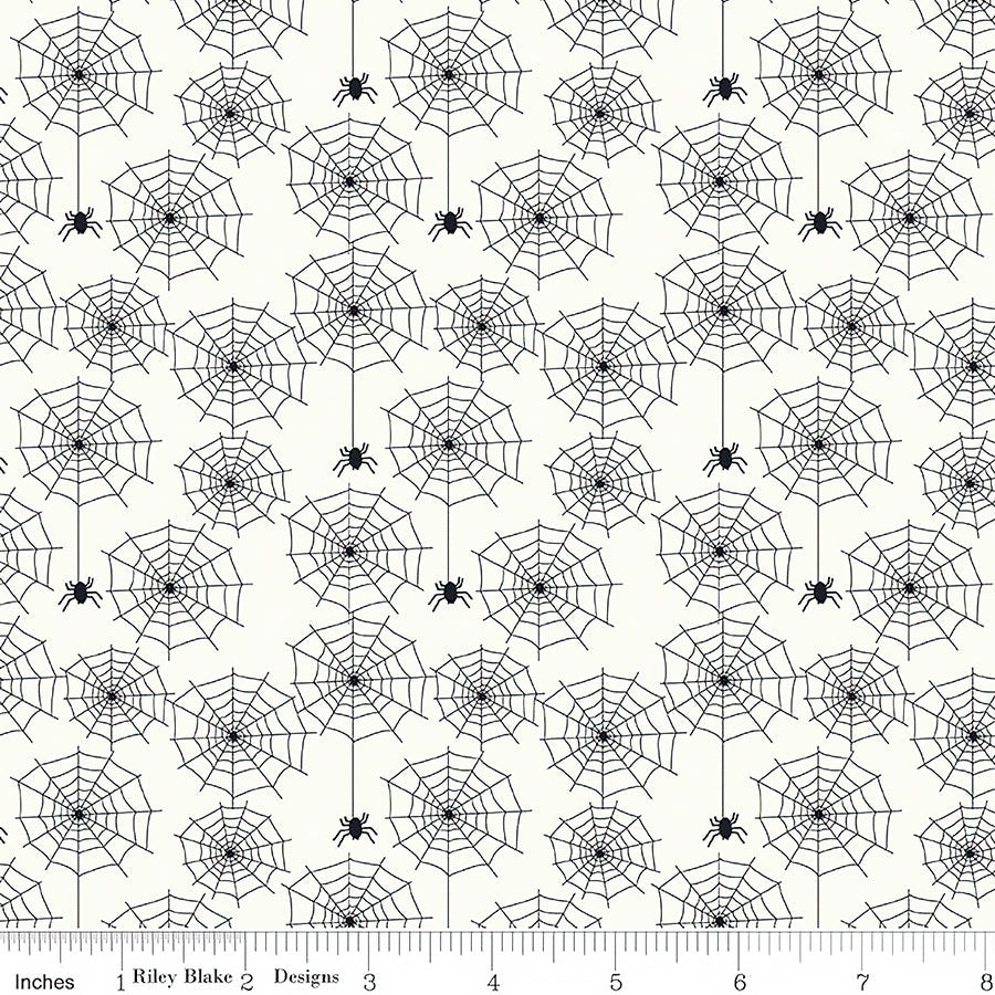 Riley Blake Beggar's Night Spiderwebs Cream 1 Yard Cut