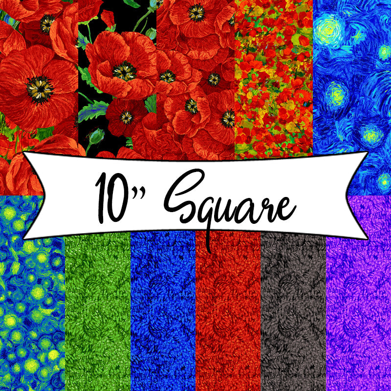 Poppy Dreams 10" Squares by Timeless Treasures from Texas Pre-Cuts
