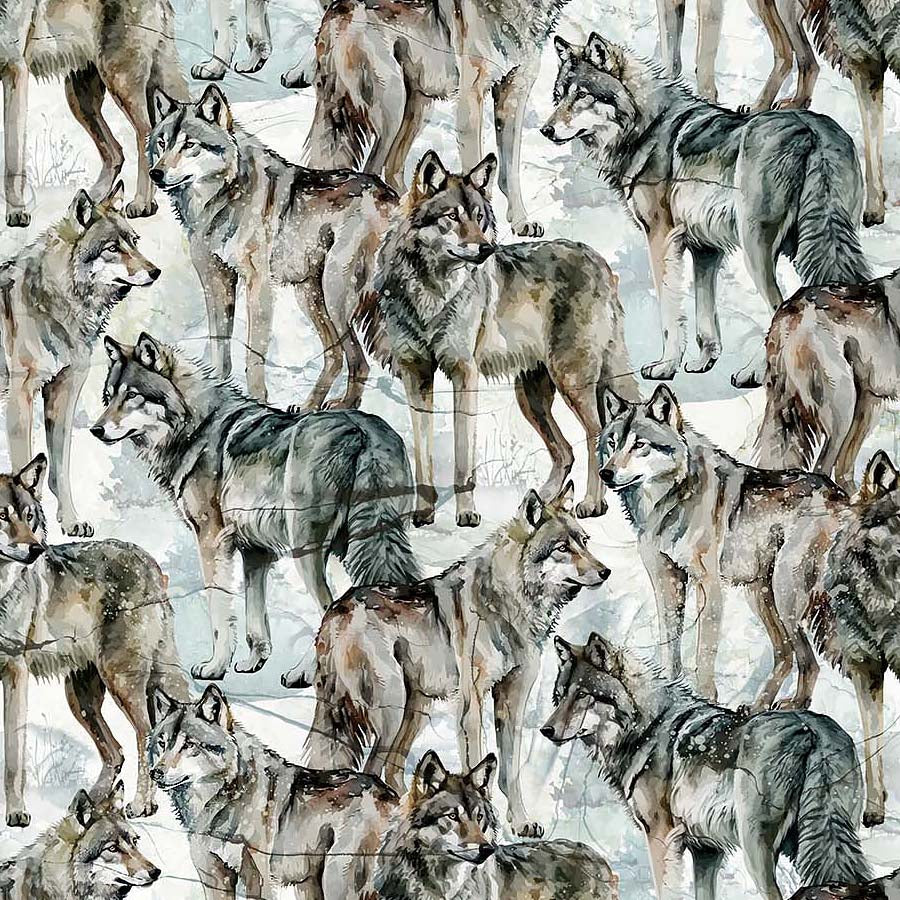 Northcott Lone Wolf Wolves Blue/Gray 1 Yard Cut