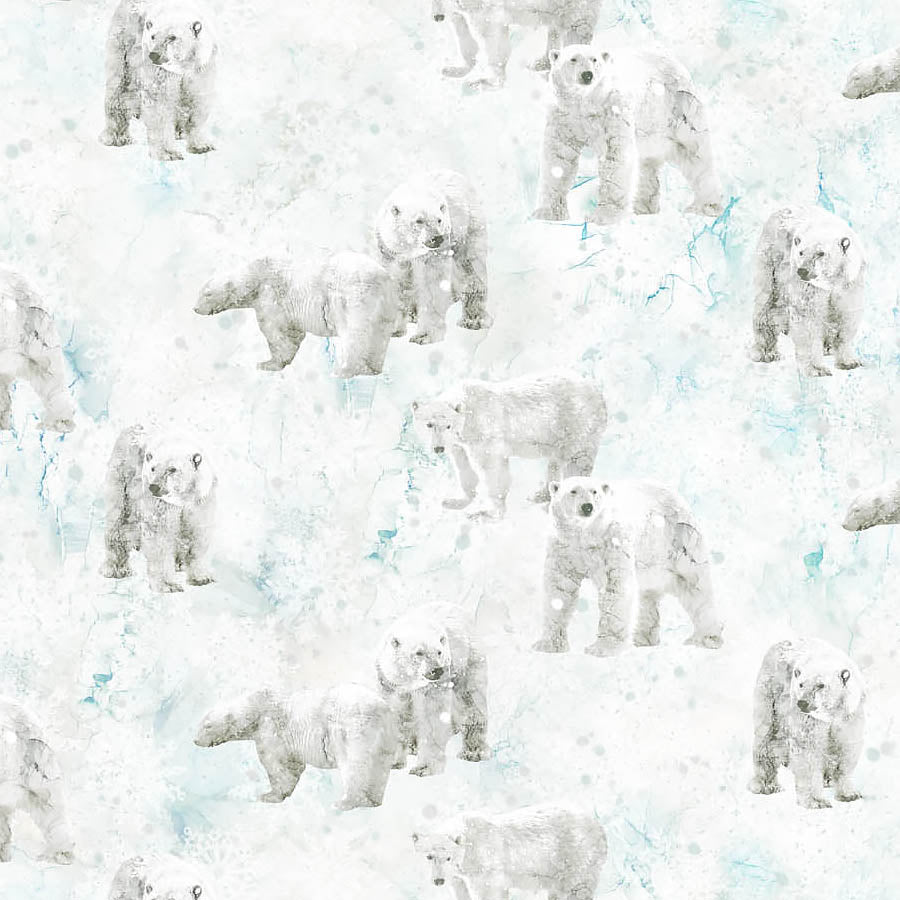Northcott Tundra Crossing Polar Bears White 1 Yard Cut