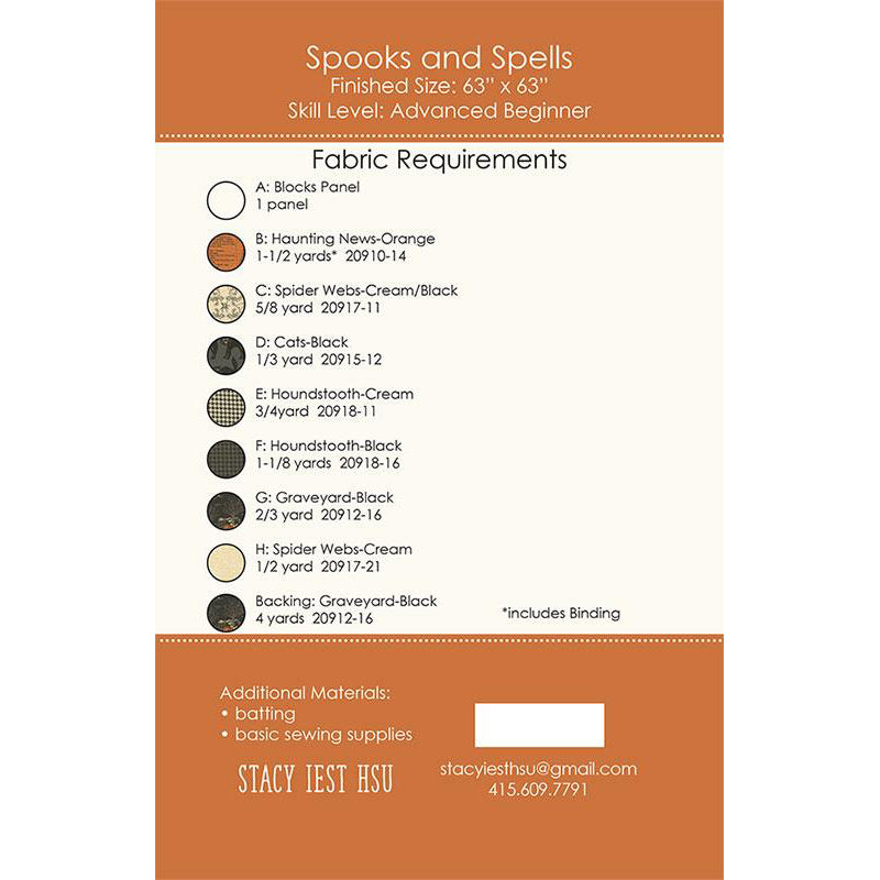 Spooks & Spells Quilt Pattern by Stacy Iest Hsu