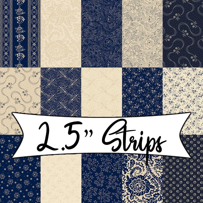 Anna B's Indigos 2.5" Strips by Marcus Fabrics