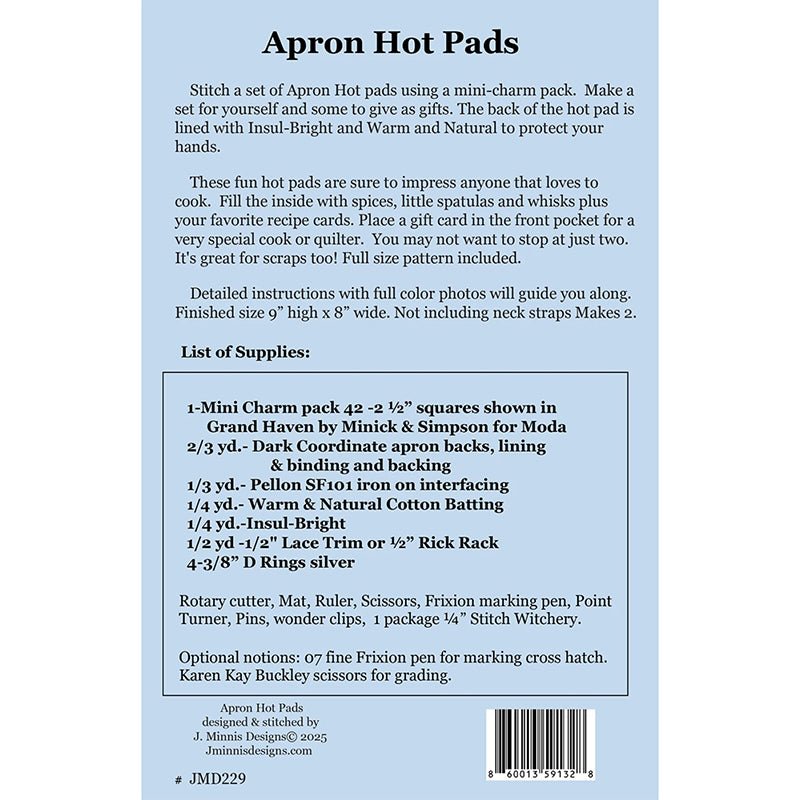 Apron Hot Pads Pattern by J. Minnis Designs by J. Minnis Designs