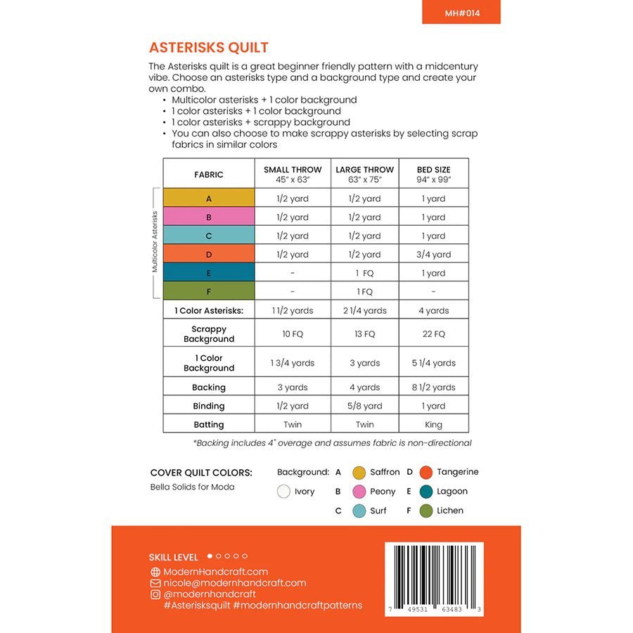 Asterisks Quilt Pattern by Modern Handcraft by Modern Handcraft