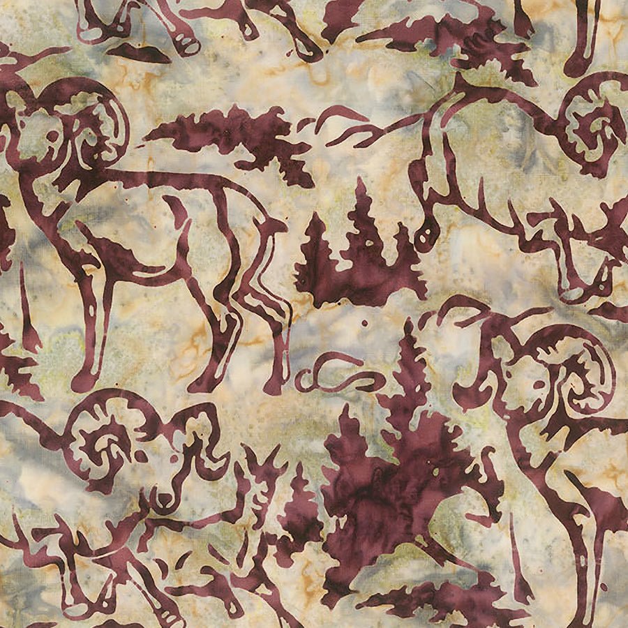 Banyan Batiks Scenic Settings Ram Steel Gaze 1 Yard Cut by Banyan Batiks