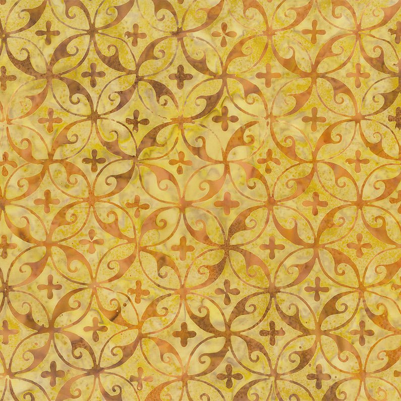 Banyan Batiks Tile Fusion Circle Swirl Butterscotch 1 Yard Cut by Banyan Batiks