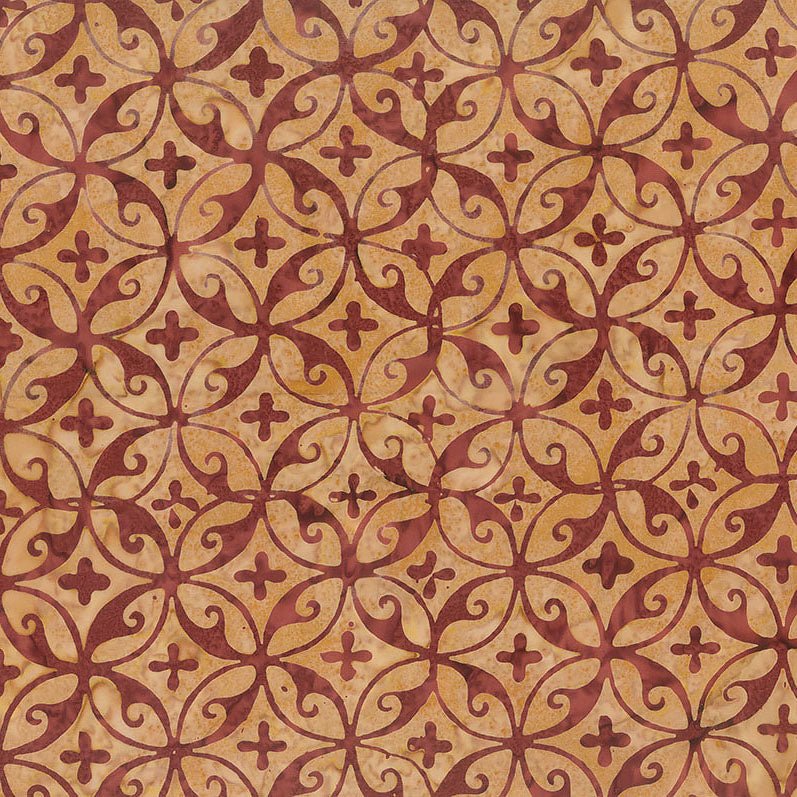 Banyan Batiks Tile Fusion Circle Swirl Ginger 1 Yard Cut by Banyan Batiks