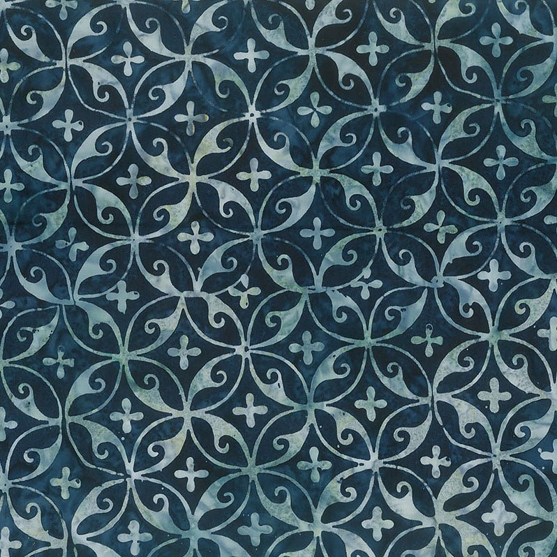 Banyan Batiks Tile Fusion Circle Swirl Navy 1 Yard Cut by Banyan Batiks