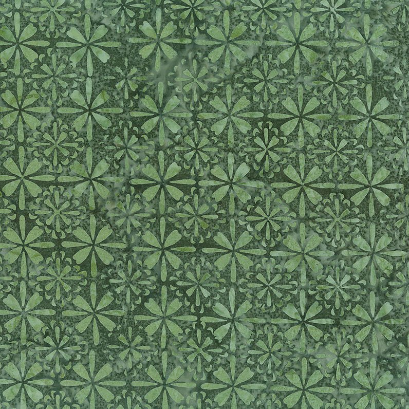 Banyan Batiks Tile Fusion Tile Floral Deep Sage 1 Yard Cut by Banyan Batiks
