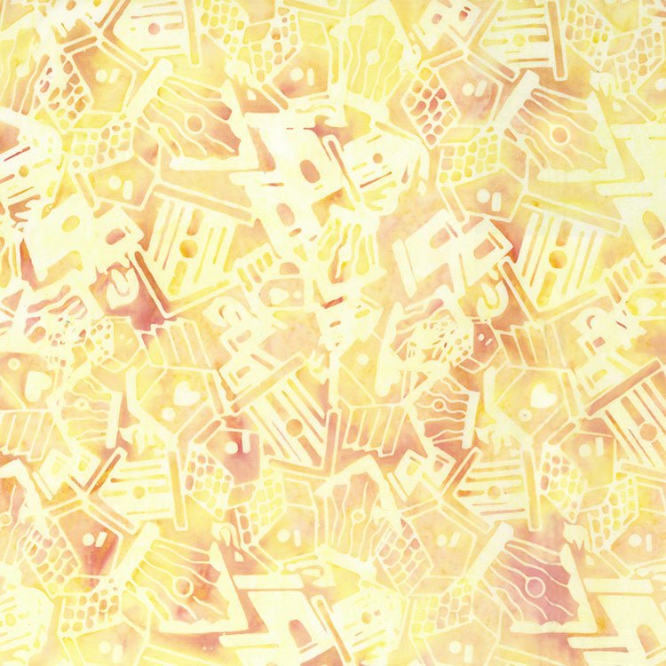 Banyan Secret Garden Batiks Birdhouse Toss Peach 1 Yard Cut - Banyan Batiks from Fort Worth Fabric Studio