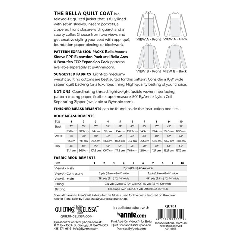 Bella Quilt Coat Pattern by Quilting Elissa & byAnnie by ByAnnie