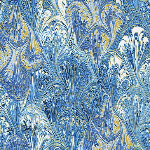 Benartex Venetian Marble Metallic Azure Blue 1 Yard Cut by Benartex